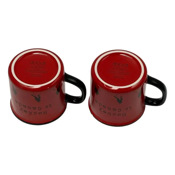 Hockey is Canada Abbot Mugs Red Black Lot 2 Ceramic Winter Sports - Picture 3 of 8
